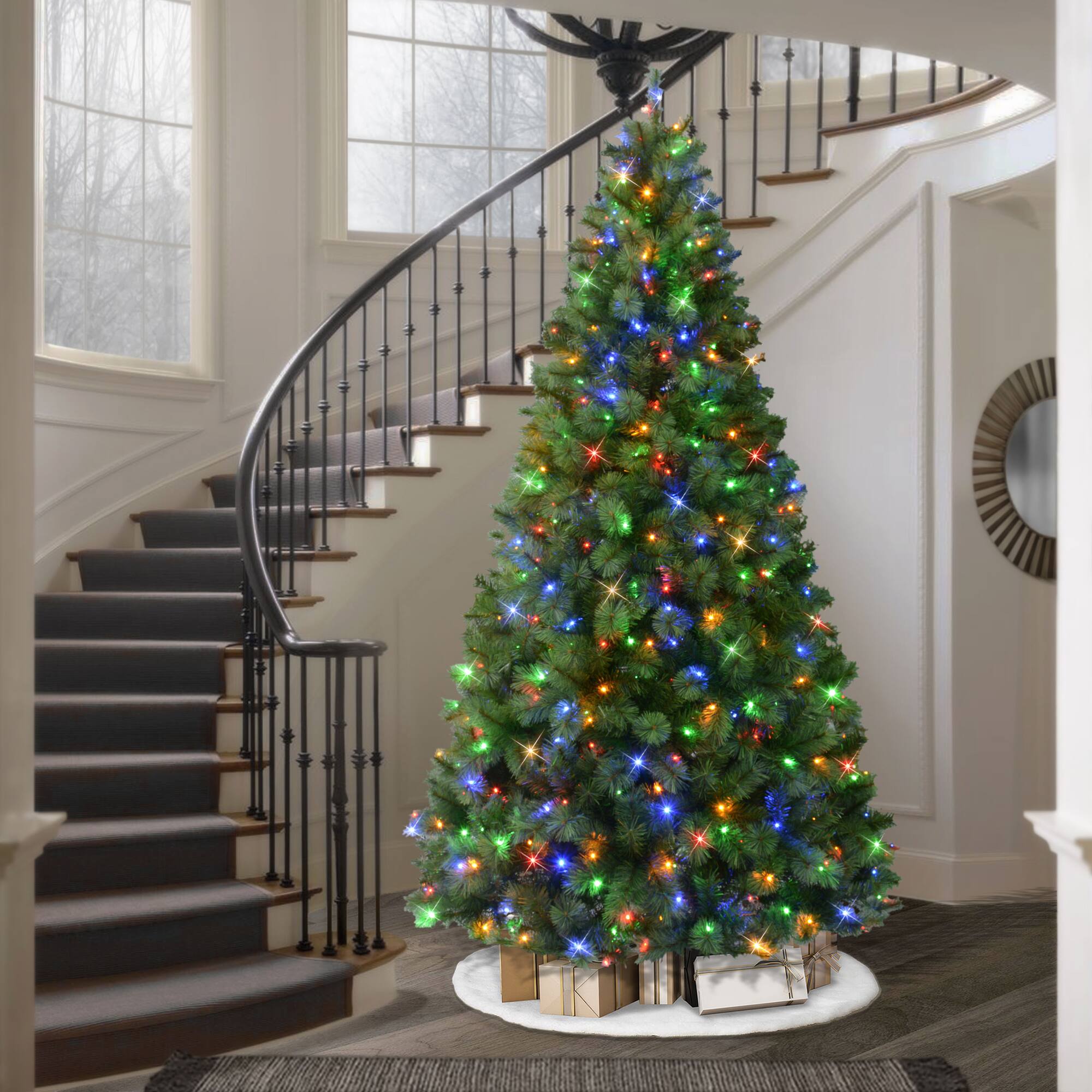 9ft. Pre-Lit Green Artificial Wyoming Pine Tree, Multi-Function LED Lights